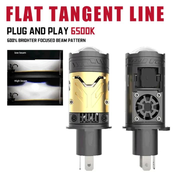 CAROLYN H4 การปรับเปลี่ยนไฟหน้าเลนส์: เลเซอร์ไฟหน้ารถ 6500K แบบบูรณาการไฟหน้า LED ไฟสูงและต่ํา 12V