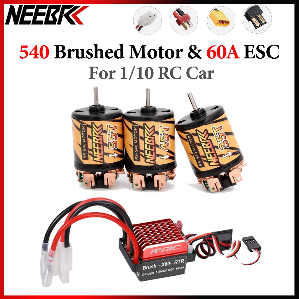 NEEBRC 540 แปรงมอเตอร์ 35T 45T 55T 3-Slot 60A ESC Combo สําหรับ 1/10 RC Crawler Axial SCX10 90046 Tr