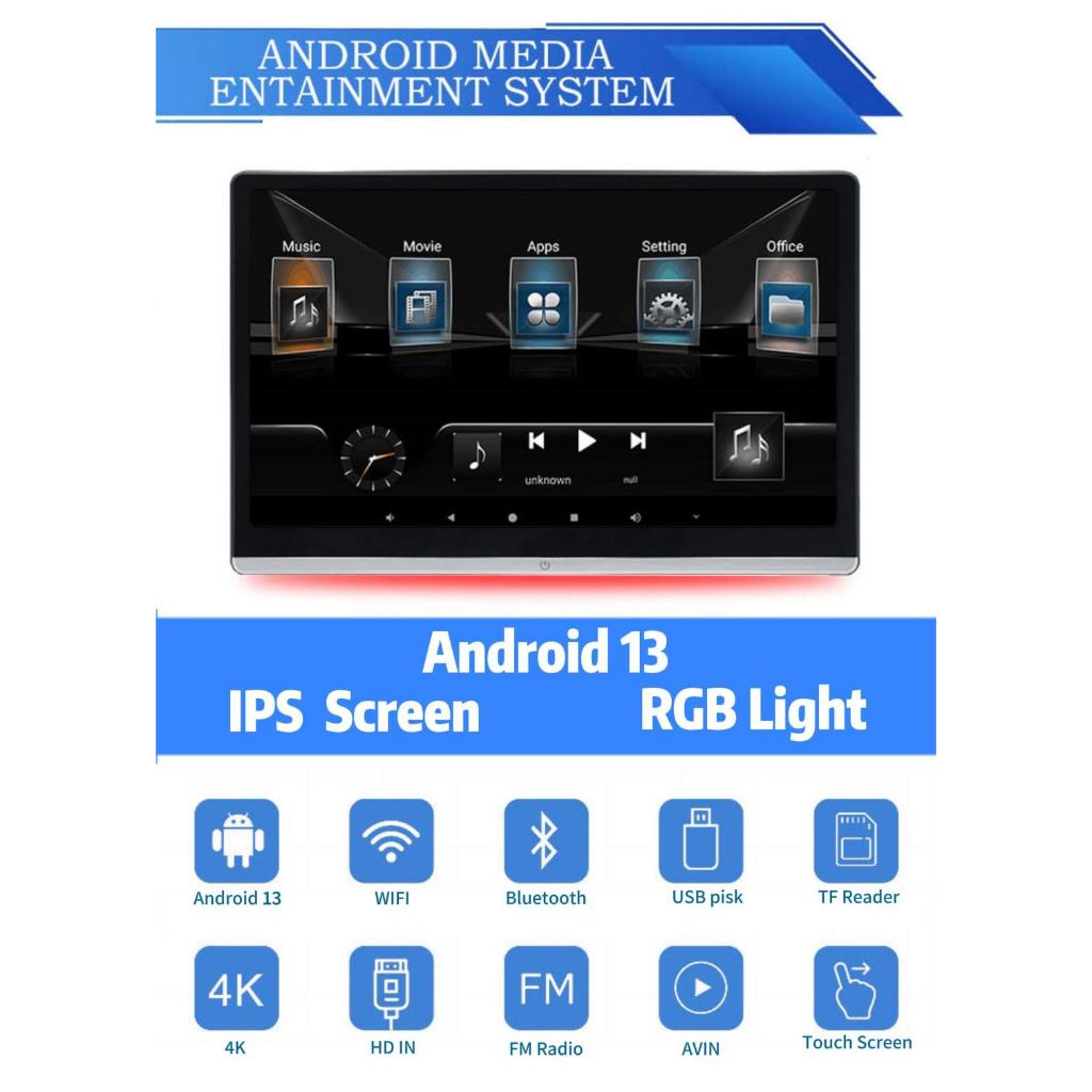 REAKO Android 13 14 นิ้วจอแสดงผล IPS - 2+32GB เคลือบด้านเต็ม แสงโดยรอบ อินพุต HDMI รองรับวิดีโอ 4K ไ