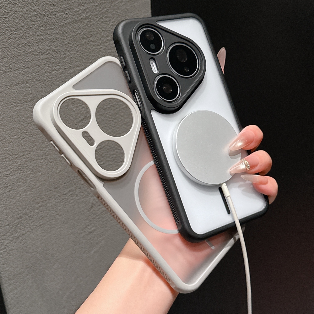Matte Half Clear Magnetic อะคริลิคเคสโทรศัพท์สําหรับ Huawei Pura 70 80 Mate 60 70 80 Pro การกระจายความร้อน Soft TPU ขอบฝาครอบ - รูปที่ 2