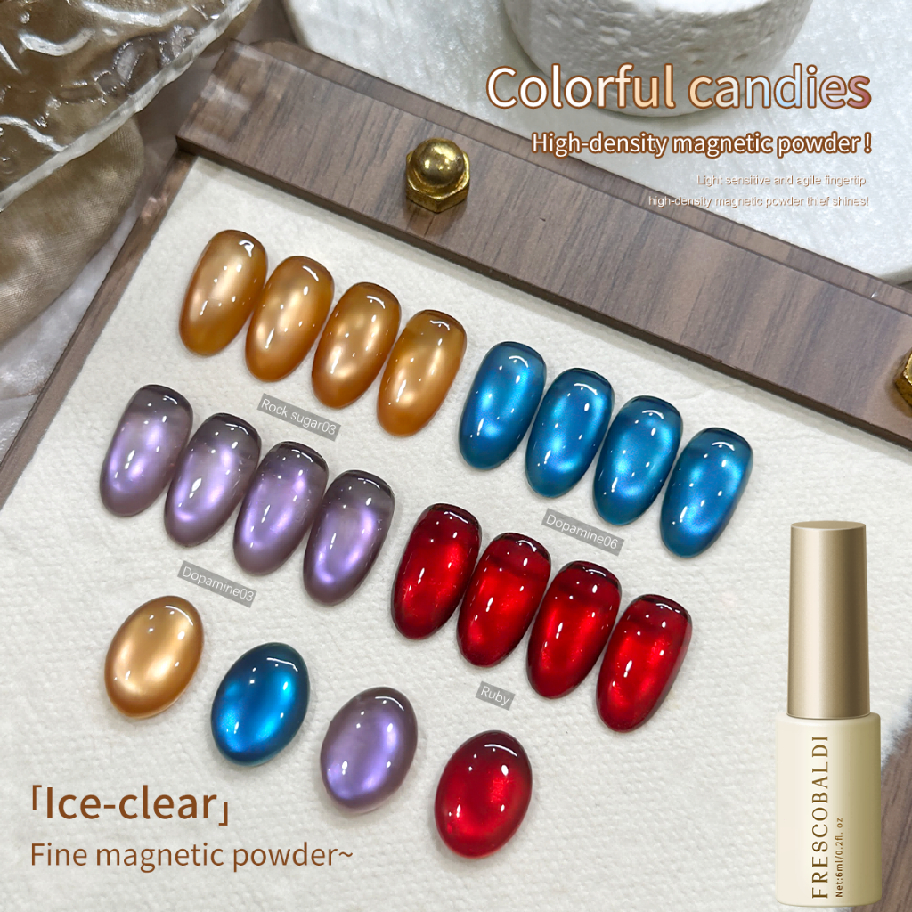 FRESCOBALDI 6ml ปีใหม่ Red Cats Eye Gel ยาทาเล็บติดทนนาน Shining เหมาะสําหรับทุกสีผิว