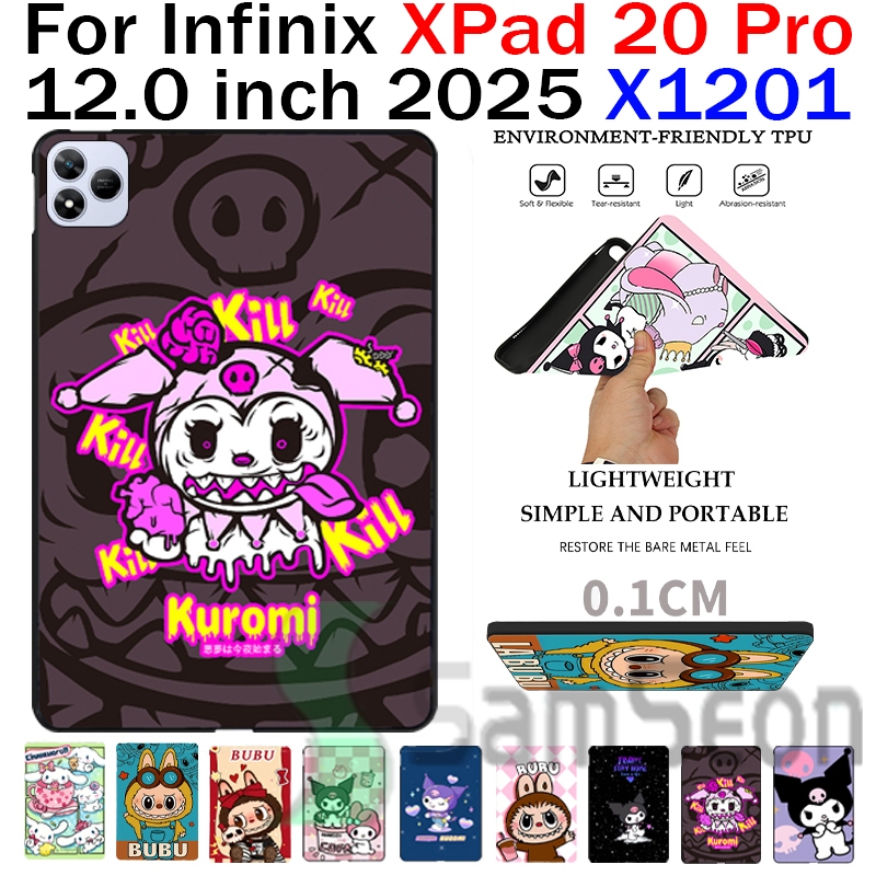 เคส TPU แบบนุ่มสําหรับ 2025 Infinix Xpad 20 Pro 12.0 แท็บเล็ต XPAD20 PRO X1201 การ์ตูน BUBU/Kuromi แ