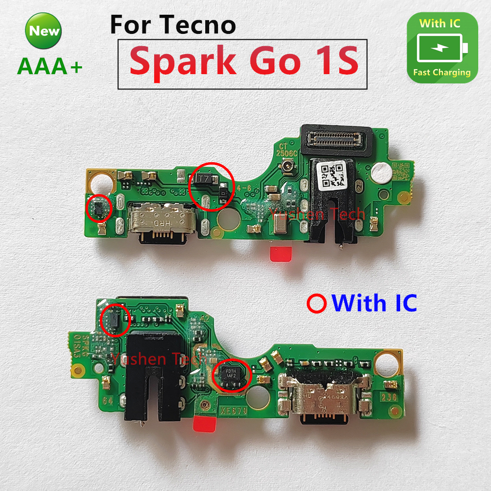 ชาร์จสําหรับ Tecno Spark Go 1S KL4H USB ชาร์จพอร์ตชาร์จ Flex Cable Connector ปลั๊กหางชาร์จพอร์ตไมโครโฟนบอร์ด Type-C
