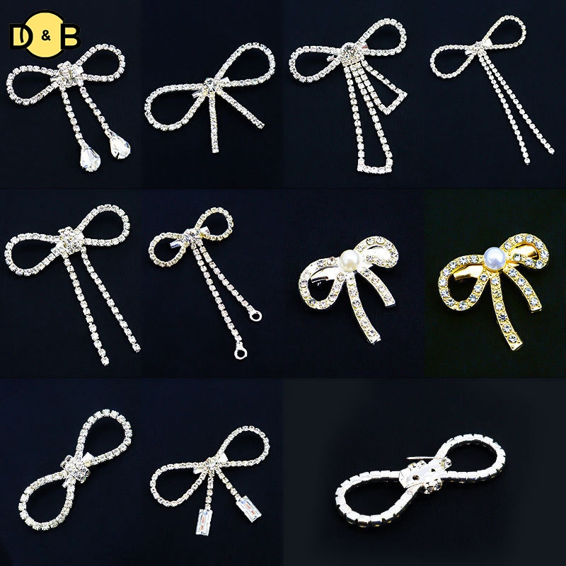[DB] Sliver Rhinestone เข็มกลัดโบว์โบว์ผู้หญิง zer-encrusted Knot Pin เข็มกลัดเครื่องประดับของขวัญ TH