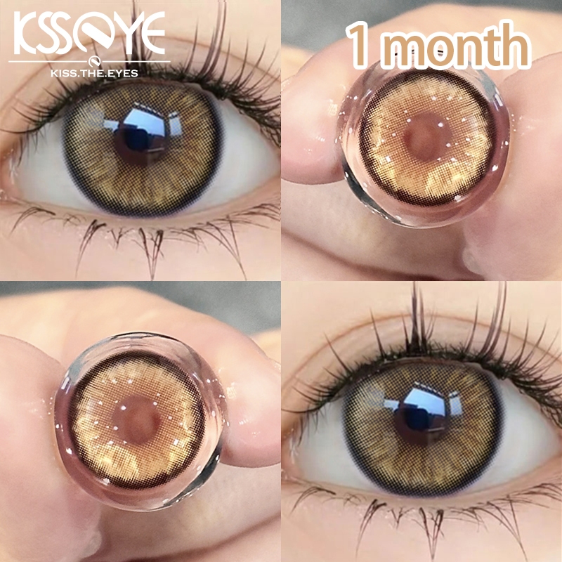 【ค่าสายตา：0~-8.00】KSSEYE คอนเทคเลนส์รายเดือน 14.5 มม. (Diamond Sugar Brown) คอนเทคเลนส์ตาใหญ่ 1 คู่