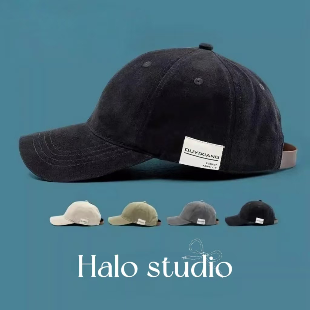 Halo studio พร้อมส่ง🔥หมวกเบสบอลผ้าปะติดปะต่อกัน อเนกประสงค์สำหรับคู่รัก