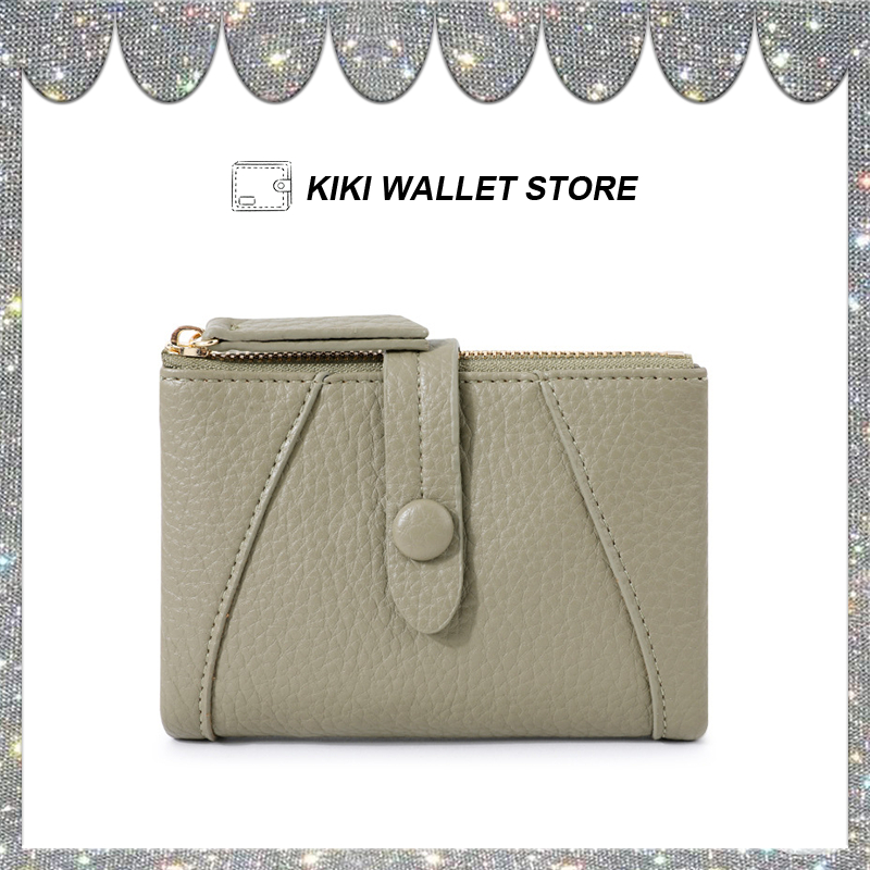 กระเป๋าสตางค์สั้นพับสองทบผู้หญิงสีพื้นเรียบง่าย หนังนุ่มพิเศษ 10 ช่องการ์ด อเนกประสงค์ พร้อมซิป