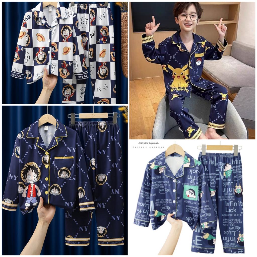 เด ็ กแขนยาว nightclothes เด ็ กชาย Lapel ชุดนอนสําหรับ 12 - 13 ปีชุดนอนเด ็ กทารกเสื ้ อผ ้ า