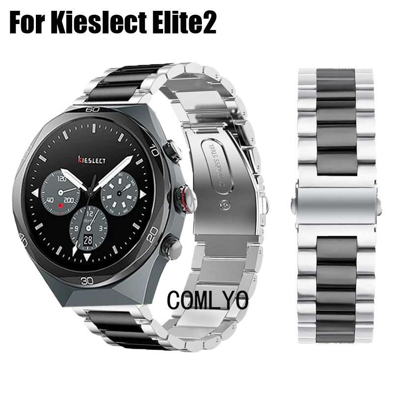 For Kieslect Elite2 สายนาฬิกาสมาร์ทสแตนเลสสตีลโลหะผู้ชายสายรัดข้อมือ