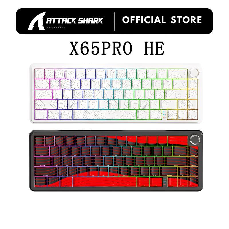 ATTACK SHARK X65PRO HE Rapid Trigger คีย์บอร์ดเกมไร้สาย 0.01 มม.RT ความแม่นยํา 8KHz Polling Rate คีย์บอร์ดแบบมีสาย Tri-โหมดปรับ Actuation RGB สําหรับ PC/Mac/Gamer