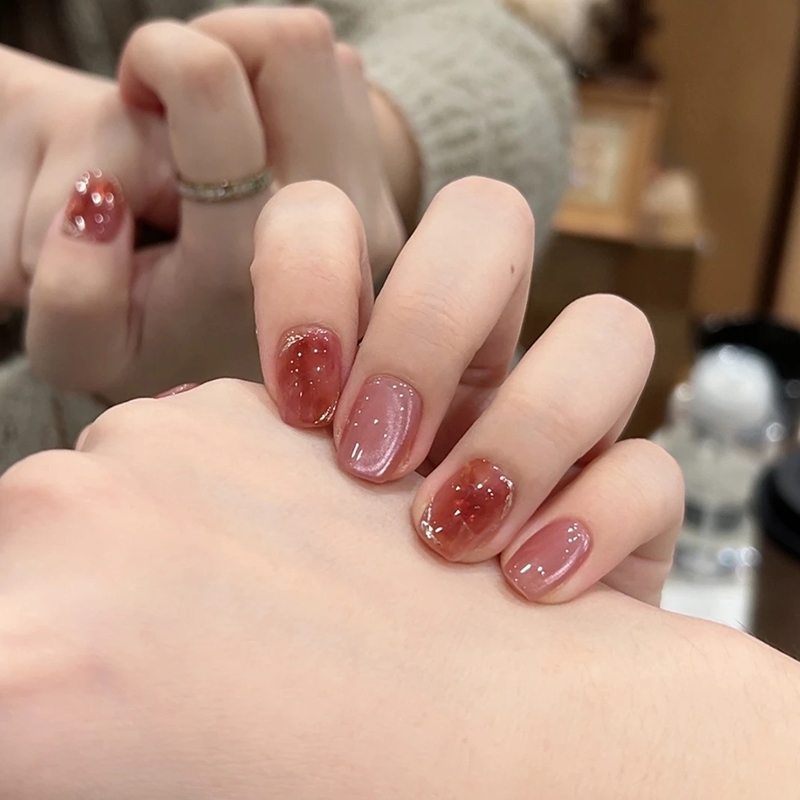 C238 เล็บปลอมสําเร็จรูป เจลแท้ ทำด้วยมือ 10 ชิ้น/กล่อง หวาน ๆ เบาสบาย มินิมอล สวมง่าย ใช้ซ้ำได้
