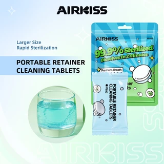 AIRKISS 30 ชิ้นจัดฟันฟันปลอม Retainer ฟัน Aligners 99.9% ฆ่าเชื้อทําความสะอาดเม็ด Mint
