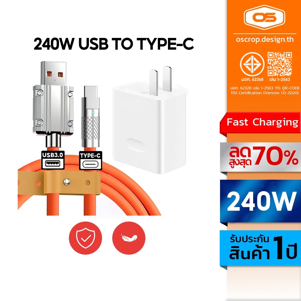 ชาร์จซุปเปอร์แฟลช สายชาร์จ Type C Micro USB PD หัวชาร์จ typ c หัวชาร์จเร็ว 120W 240W 6A charging cab