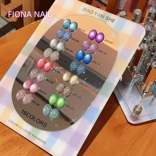 JIAOYANSHE 16 Sugar Glow mix แฟลช +สีเจลแคทอายเนื้อซาติน set 16 สไตล์หรูสุด แบรนด์ JYS 16 สี พร้อมชาร์ทโชว์ + แท่นวางสีให้ค่ะ