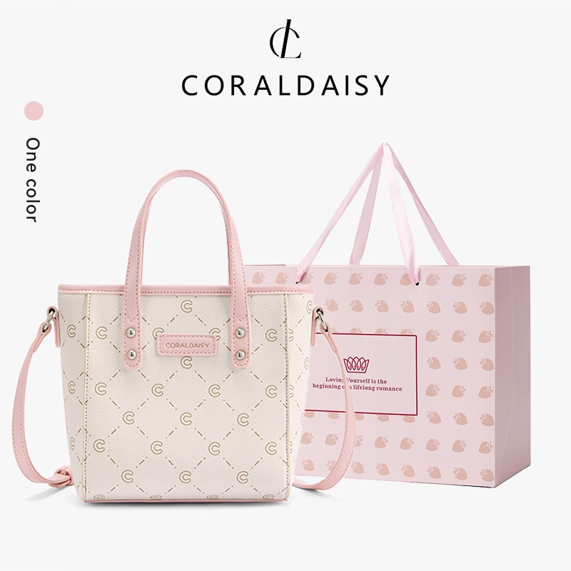 CORALDAISY 2025 รูปแบบใหม่ น่ารักและสง่างาม กระเป๋าสะพายสตรี สายสะพายยาว ซิป กระเป๋าสะพายข้างถัง