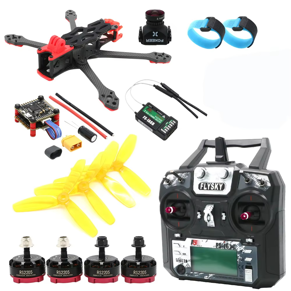 Flysky APEX FPV All-in-One Kit: กรอบคาร์บอน 5" พร้อม F4 FC และ 45A ESC สําหรับเครื่องบินแข่ง