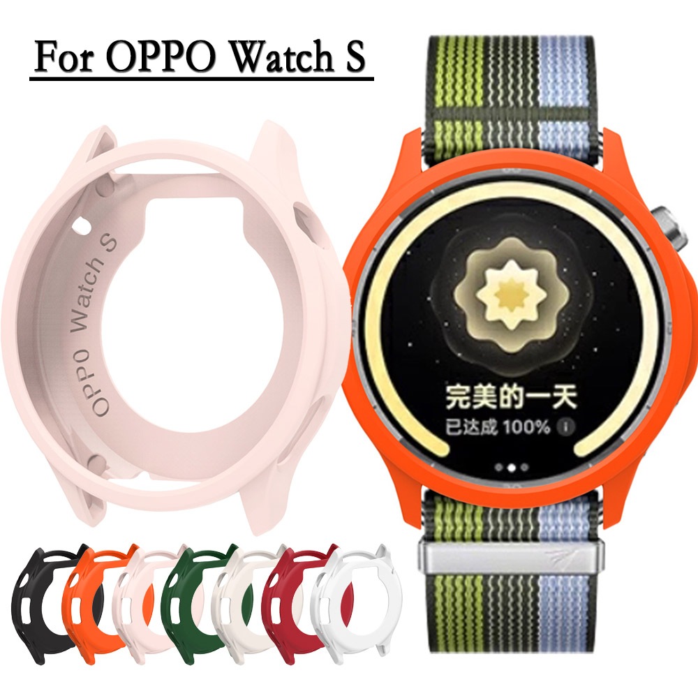 ​สําหรับ OPPO Watch S นาฬิกาเกราะป้องกันเคสซิลิโคนแบบยืดหยุ่นนาฬิกาสีสันสดใสตกแต่ง Hollow ​ฝาครอบสําหรับ OPPO Watch S