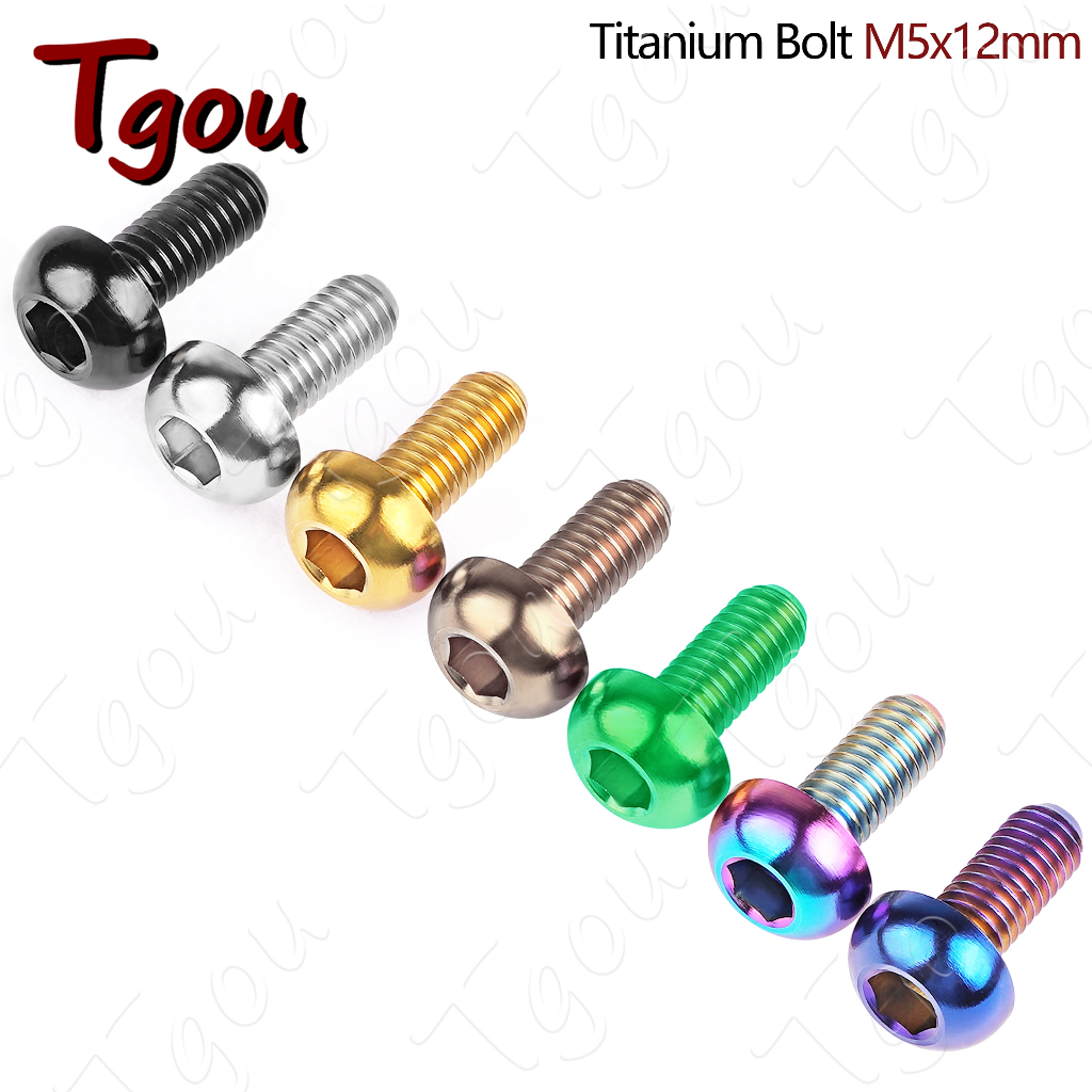 Tgou ไทเทเนียม Ti สลักเกลียว M5 x 12 มม.รอบหัวขวดน้ํากรงผู้ถือสกรู Hex Scoket