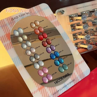 พร้อมส่ง JIAOYANSHE 16 สี สีแฟลชลูกแก้ว set 16 สี（cateye+flash）สไตล์หรูสุด แบรนด์ JYS 16 พร้อมชาร์ทโชว์ + แท่นวางสีให้ค่ะ