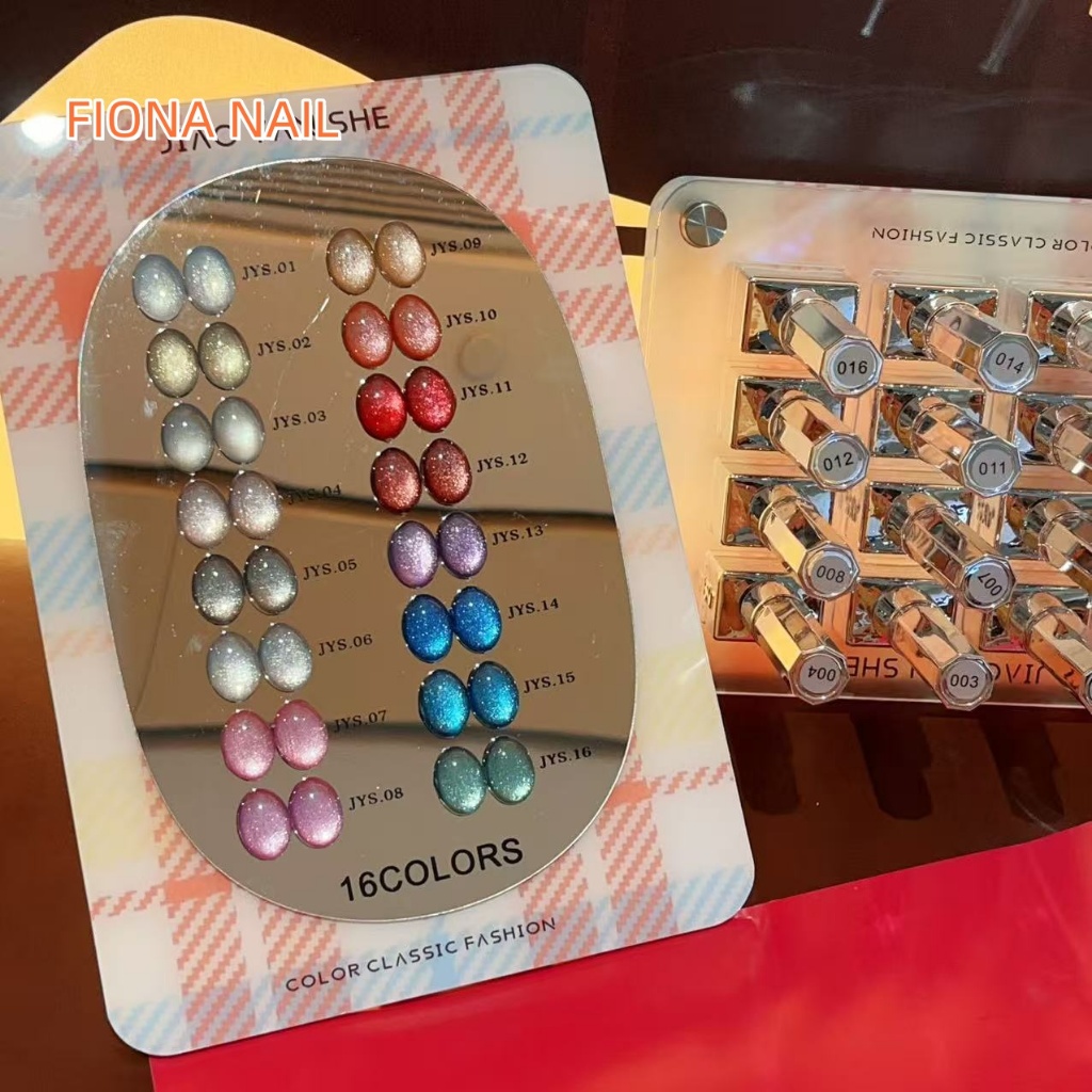 พร้อมส่ง JIAOYANSHE 16 สี สีแฟลชลูกแก้ว set 16 สี（cateye+flash）สไตล์หรูสุด แบรนด์ JYS 16 สี พร้อมชาร์ทโชว์ + แท่นวางสีให้ค่ะ