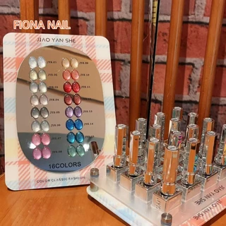 พร้อมส่ง JIAOYANSHE 16 สี สีแฟลชลูกแก้ว set 16 สี（cateye+flash）สไตล์หรูสุด แบรนด์ JYS 16 พร้อมชาร์ทโชว์ + แท่นวางสีให้ค่ะ