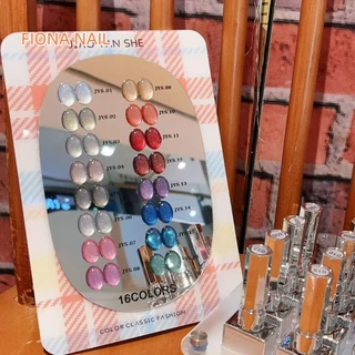 พร้อมส่ง JIAOYANSHE 16 สี สีแฟลชลูกแก้ว set 16 สี（cateye+flash）สไตล์หรูสุด แบรนด์ JYS 16 พร้อมชาร์ทโชว์ + แท่นวางสีให้ค่ะ