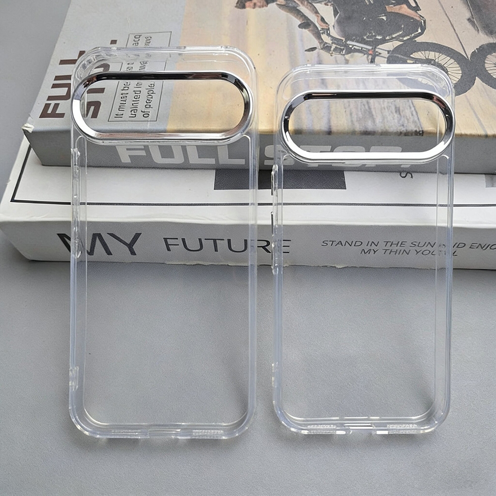 Google Pixel 6 6A 7 Pro 8 9A 10 XL ปุ่มโครเมี่ยมและแหวนกล้อง Clear Soft TPU Case Cover