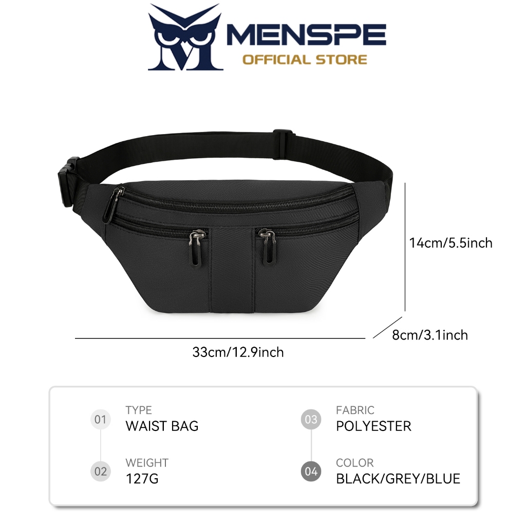 MENSPE กระเป๋าคาดเอวทุกเพศหลายช่องความจุขนาดใหญ่กันน้ำกลางแจ้งออกกำลังกายวิ่งกีฬากระเป๋าหน้าอก - รูปที่ 6