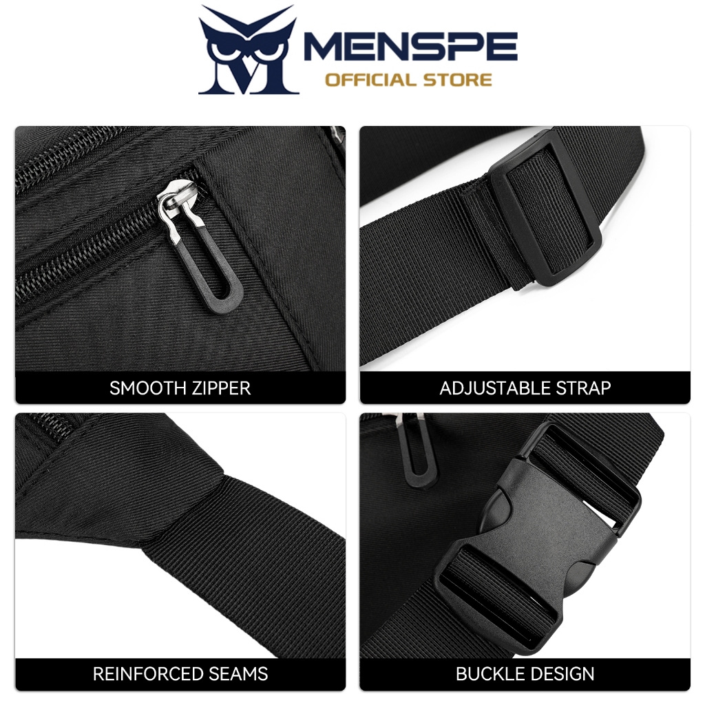 MENSPE กระเป๋าคาดเอวทุกเพศหลายช่องความจุขนาดใหญ่กันน้ำกลางแจ้งออกกำลังกายวิ่งกีฬากระเป๋าหน้าอก - รูปที่ 4