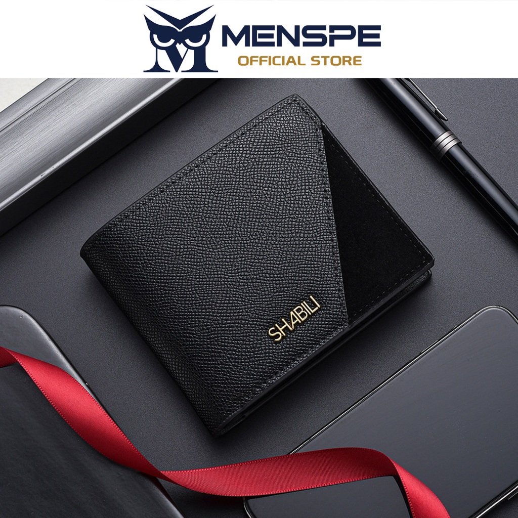 MENSPE กระเป๋าสตางค์สั้นผู้ชายสไตล์ย้อนยุค ทำจาก PU นุ่ม ธุรกิจ แฟชั่น มีช่องใส่บัตรหลายช่อง สำหรับเดินทาง - รูปที่ 4