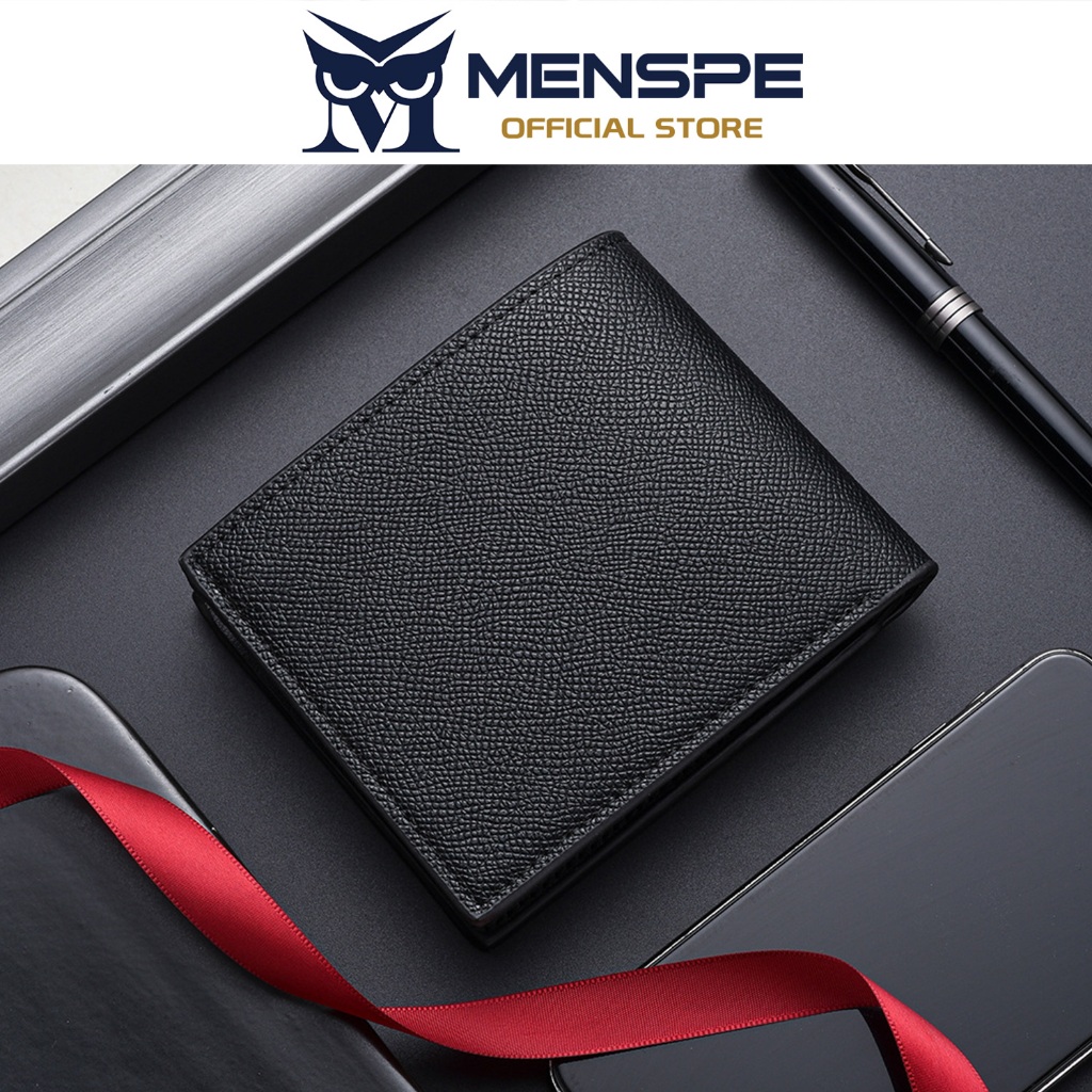 MENSPE กระเป๋าสตางค์สั้นผู้ชายสไตล์ย้อนยุค ทำจาก PU นุ่ม ธุรกิจ แฟชั่น มีช่องใส่บัตรหลายช่อง สำหรับเดินทาง - รูปที่ 5