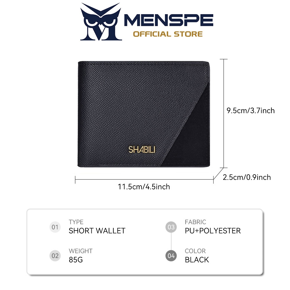 MENSPE กระเป๋าสตางค์สั้นผู้ชายสไตล์ย้อนยุค ทำจาก PU นุ่ม ธุรกิจ แฟชั่น มีช่องใส่บัตรหลายช่อง สำหรับเดินทาง - รูปที่ 6