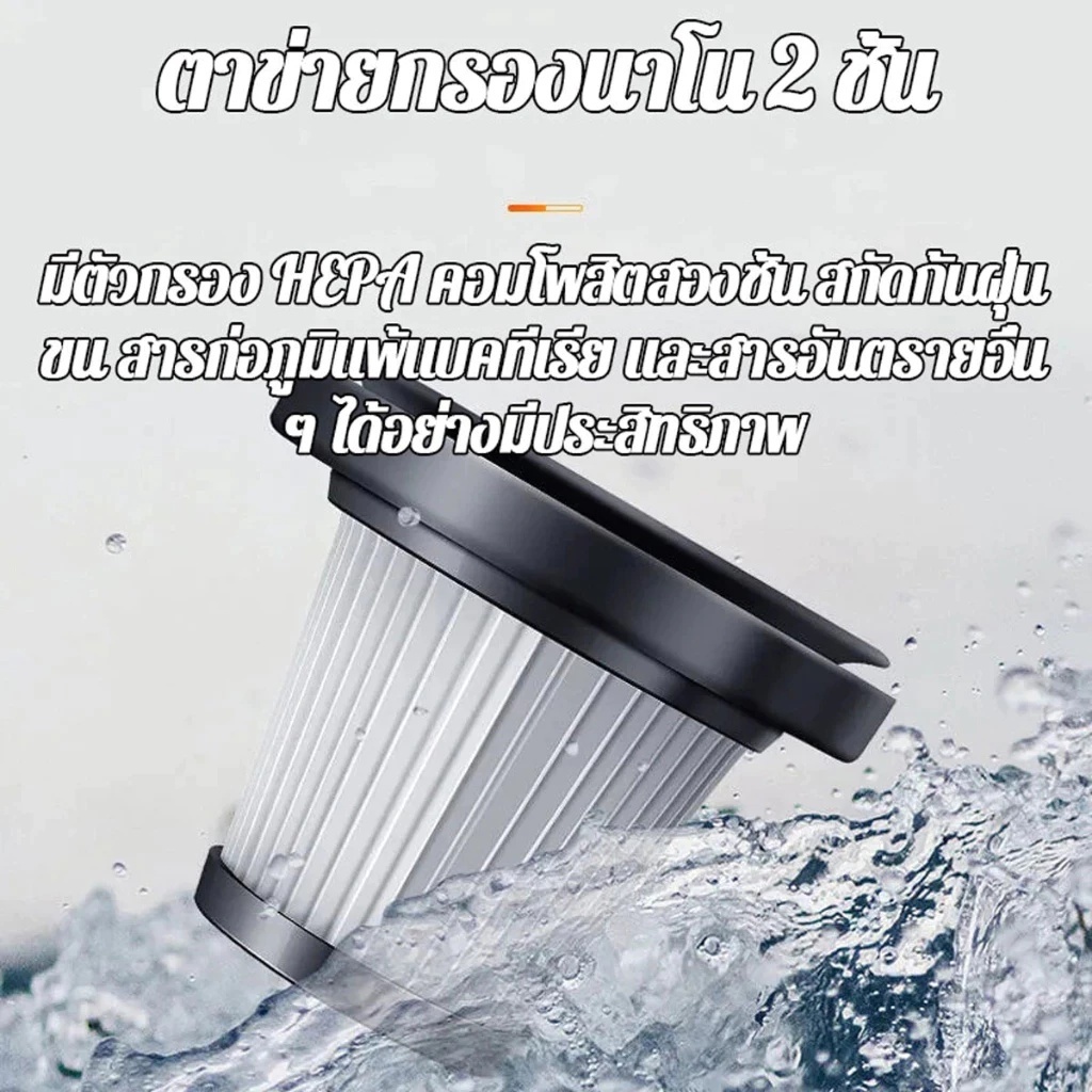 SUPOR 7in1 เครื่องดูดฝุ่นในรถยนต์ 120W เครื่องดูดฝุ่นแบบมือถือไร้สายขนาดเล็ก ใช้ได้ทั้งบ้านและรถ - รูปที่ 4