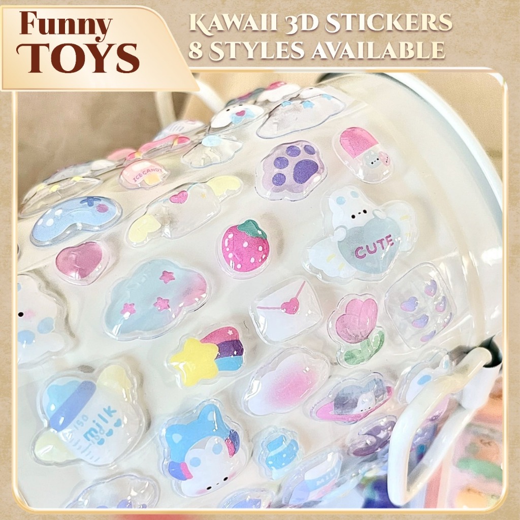 การ์ตูนน่ารัก 3D สติกเกอร์ Kawaii สติกเกอร์นูนโทรศัพท์มือถือสมุดภาพวารสาร DIY ตกแต่งของขวัญที่สมบูรณ์แบบสําหรับเด็ก