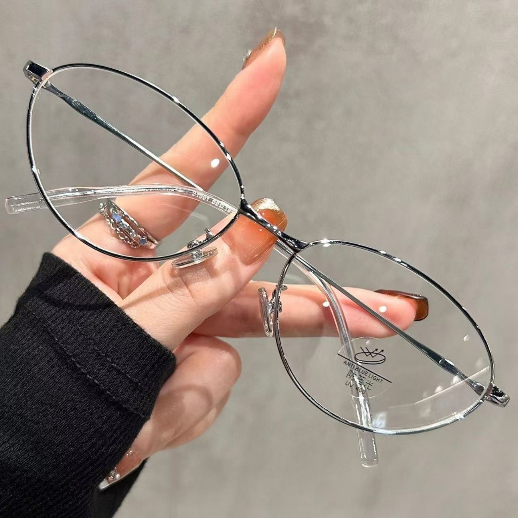 *Future Star* แว่นตาแมวตา แว่นสายตาสั้น -75~-400° แว่นสายตาสั้น ป้องกันแสงสีฟ้า กรอบโลหะ สไตล์เกาหลี