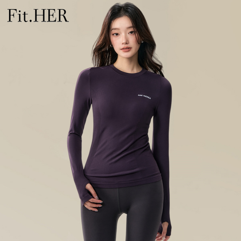 Fit.HER สลิม핏 เสื้อยืดแขนยาวสำหรับโยคะและปั่นจักรยาน แห้งเร็ว