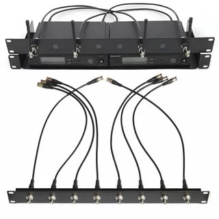 SENNHEISER 1U 19 "4/8-Way Front Mount Antenna Rack Kit พร้อมอะแดปเตอร์ BNC และสายเคเบิลสําหรับ Shure/Senheiser/Audio-Technica/Samson