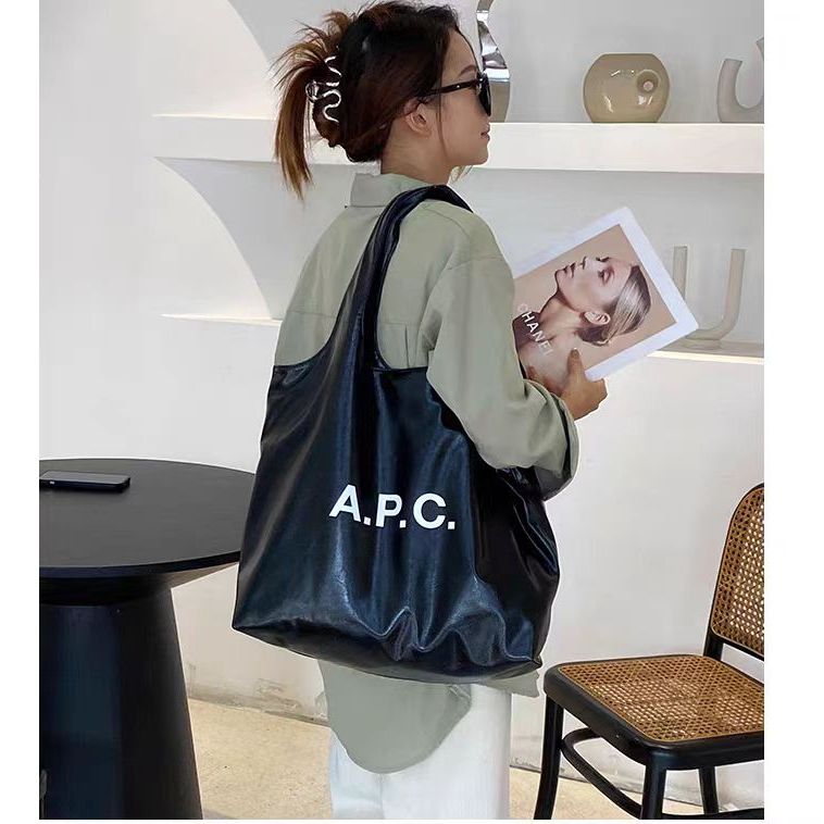 APC TOTE NINON Unisex Simple Single Room TOTE Bag กระเป๋าถือ PU - รูปที่ 6
