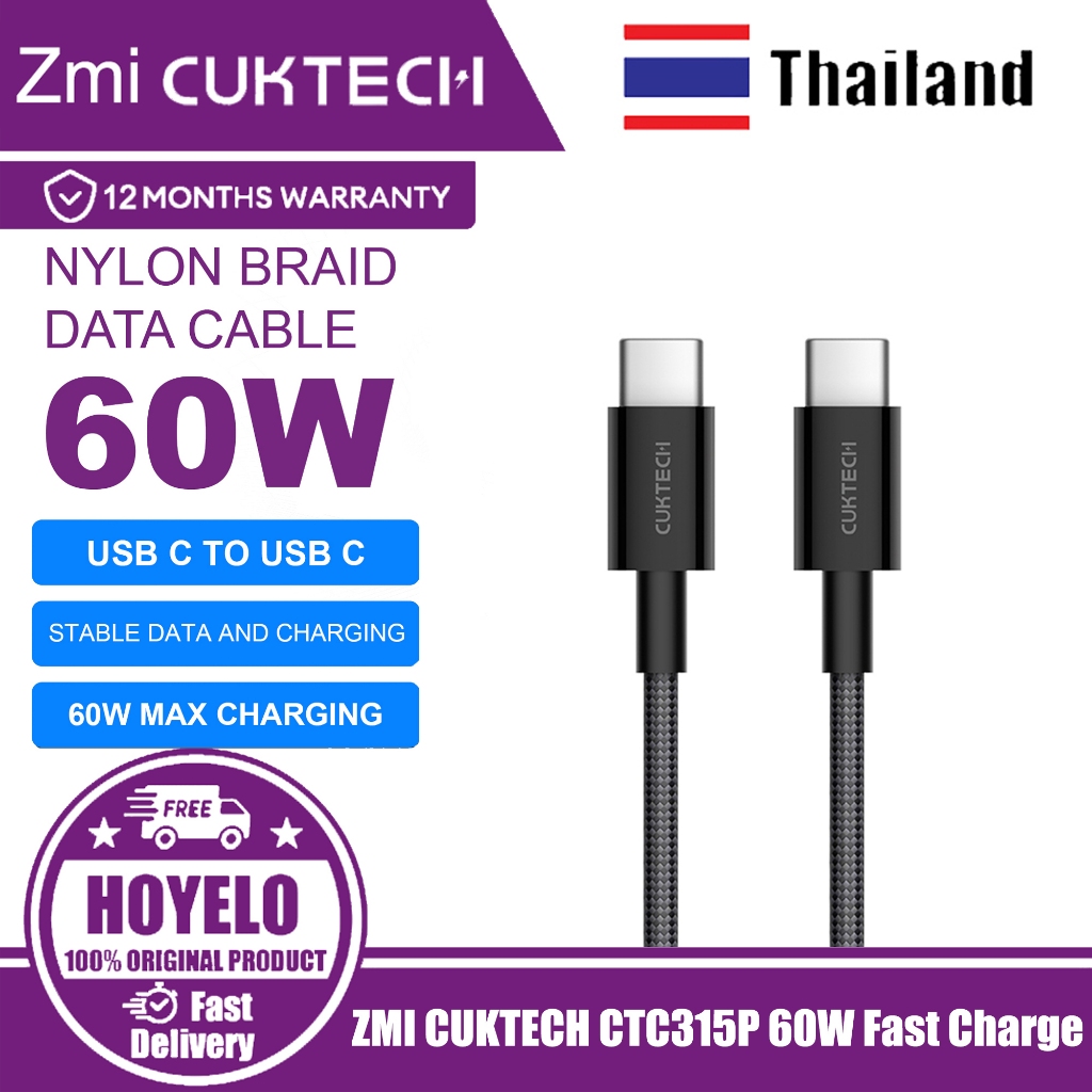 ZIM CUKTACH CTC315P Nylon Braided USB-C to USB-C 60W 1.5m PD Fast Charge