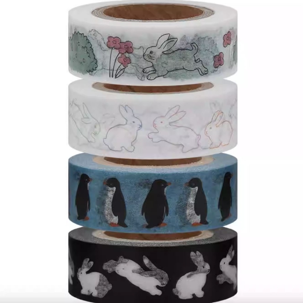 เทปนกเพนกวินกระต่ายสไตล์เกาหลี Washi 3m คู่มือตกแต่ง