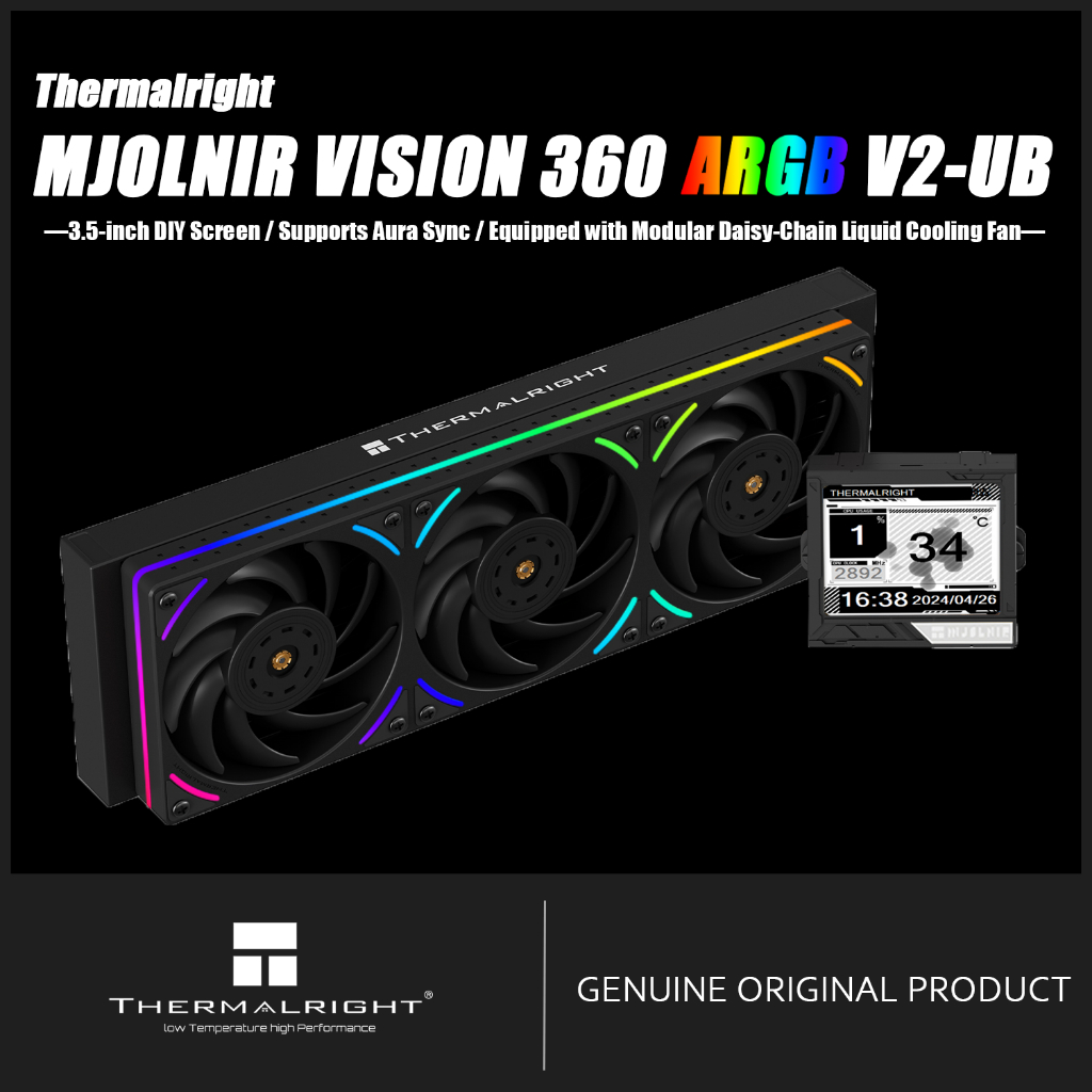 Thermalright MJOLNIR VISION 360 ARGB BLACK V2-UB AIO CPU LIQUID COOLER MV360 ARGB BLACK V2-UB หน้าจอ