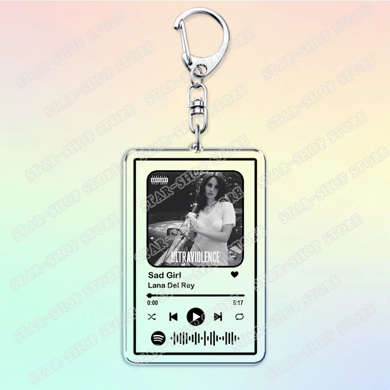 Lana Del Rey Songs พวงกุญแจสําหรับผู้หญิงอุปกรณ์เสริมกระเป๋าหนุ่มและวัยกลางคนวิดีโอเกม Brooklyn Baby Keyings เครื่องประดับแฟนของขวัญ