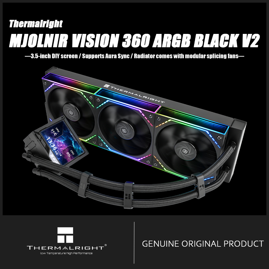 Thermalright MJOLNIR VISION 360 ARGB V2 BLACK AIO CPU Liquid Cooler MV360 ARGB V2 BLACK ปรับแต่งจอแส