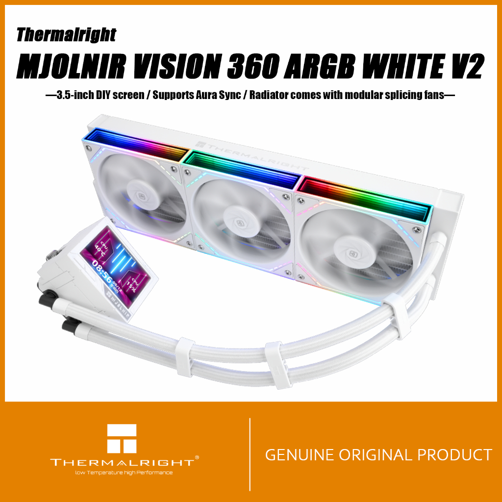 Thermalright MJOLNIR VISION 360 ARGB V2 WHITE AIO CPU Liquid Cooler MV360 ARGB V2 สีขาวปรับแต่งจอแสด