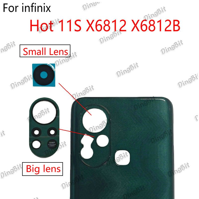สําหรับ Infinix Hot 11S X6812 X6812B ด้านหลังกล้องเลนส์เปลี่ยนชิ้นส่วน