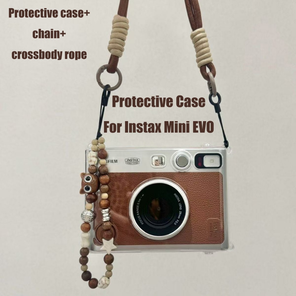 Instax Mini EVO เคสใส เคสคริสตัล เคสป้องกันกล้อง พร้อมสายรัด+โซ่