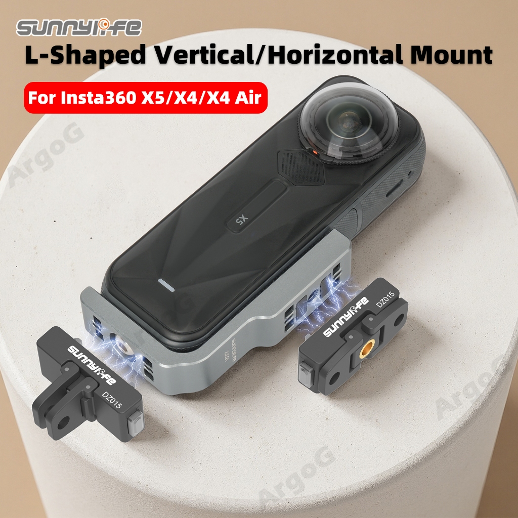 Sunnylife แนวตั้ง-แนวนอน Mount สําหรับ Insta360 X5/X4/X4 Air แนวนอน Action Mount พร้อมแม่เหล็กอะแดปเตอร์ Quick Release Insta360 X5 อุปกรณ์เสริม