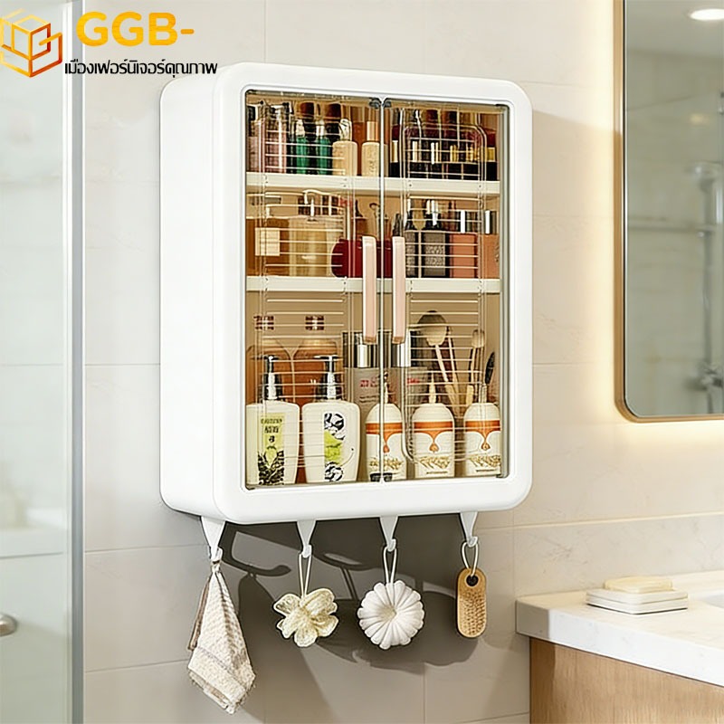 【COD】ตู้เก็บของติดผนัง ชั้นวางเครื่องสำอางในห้องน้ำ ตู้ใส่ของในห้องน้ำ ตู้ติดผนังในห้องน้ำ 3 ชั้น，ขั้นตอนการติดตั้งง่ายดาย