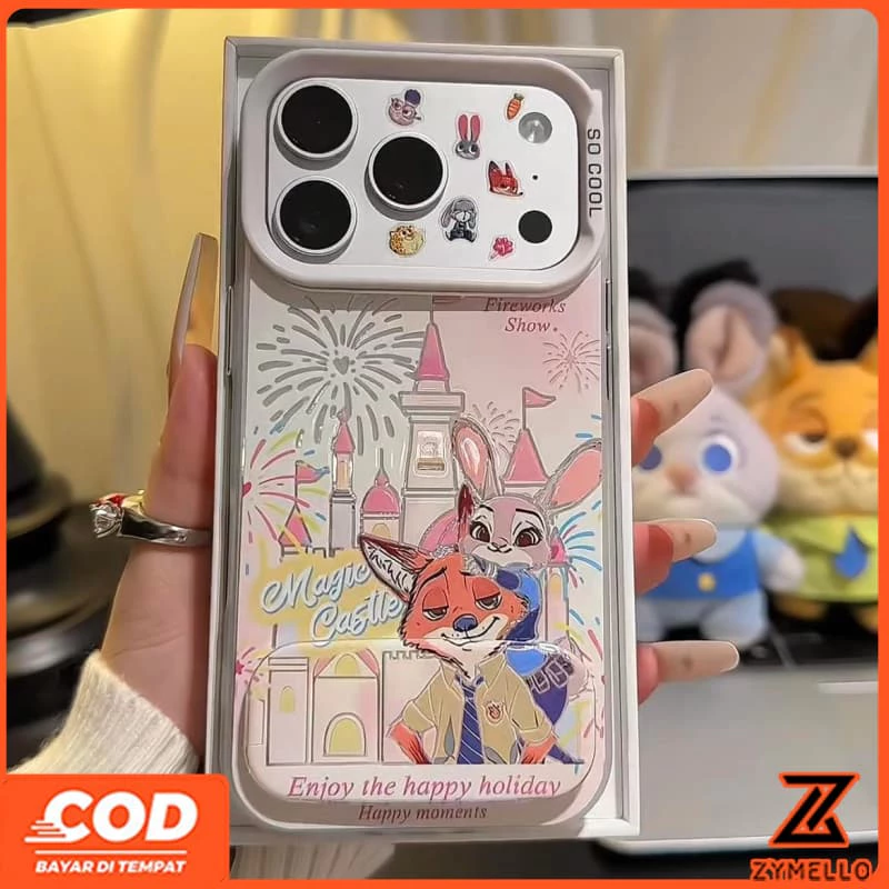 เหมาะสําหรับOPPO Reno16F 16Pro 16C 15F 15ProMax 14F 14Pro 13F 13Pro 12F 12Pro 11F 11Pro 10Pro 8T 8Z 7Z 6Z Zootopia Judyดอกไม้ไฟกระจกขาตั้งกันกระแทกTPUโทรศัพท์Cnick