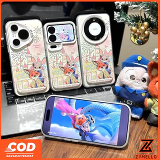 เหมาะสําหรับOPPO Reno16F 16Pro 16C 15F 15ProMax 14F 14Pro 13F 13Pro 12F 12Pro 11F 11Pro 10Pro 8T 8Z 7Z 6Z Zootopia Judyดอกไม้ไฟกระจกขาตั้งกันกระแทกTPUโทรศัพท์Cnick
